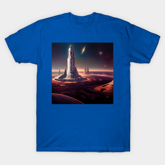 Interplanetary Spaceport T-Shirt by Grassroots Green